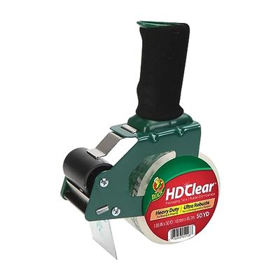 Duck Brand Foam Handle Tape Dispenser with HD Clear Packaging Tape, 1.88 Inches x 50 Yards (280737)