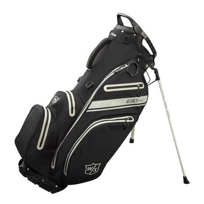 Wilson Borsa da Golf W/S Exo Dry Stand Bag, Borsa da Trasporto/Trolley, 5 Scomparti per Varie Mazze da Golf, Accessori da Golf per Uomo e Donna, Nero / Grigio antracite / Argento