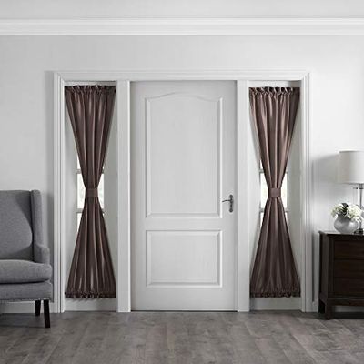 Elrene Home Fashions Colette Faux-Silk Side Door Window Panel, 28 in x 72 in (Side Door Panel), Chocolate