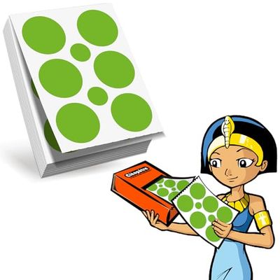 CLEOPATRE - Gometers autoadhesivos redondos - Recambio Eco-Pack 60 hojas (360 pegatinas) - Verde