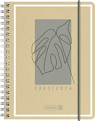 BRUNNEN Kalendarz tygodniowy "Jungle Leaf" 2023/2024 A6 naturalny 2 strony = 1 tydzień