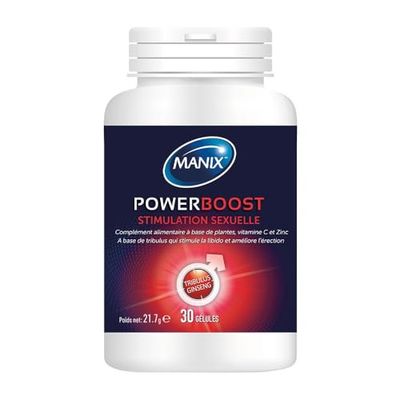 Manix Power Boost: Complément Alimentaire (30 Gélules) Stimulant la Libido et l'Erection / A Base de Tribulus, Vitamine C et Zinc
