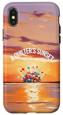 Trapuntino con puntaspilli al tramonto arte oceanica per gli appassionati di cucito Custodia per iPhone X/XS
