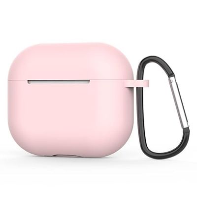 Kompatibel med Apple AirPods 3rd Generation 2021 fodralskydd, silikonskyddstillbehör skal med nyckelring, synlig front – rosa