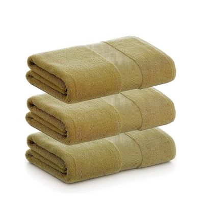 PADUANA | Pack of 3 Shower Towels 70 x 140 Olive Green 100% Combed Cotton – Soft, Fast Drying and Maximum Absorption Towel – Available Bath Towel, Wash Towel, Shower Towel and Bath Towel