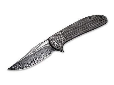WE Knife Ortis Damascus Carbon zakmes voor volwassenen, grijs, 19 cm
