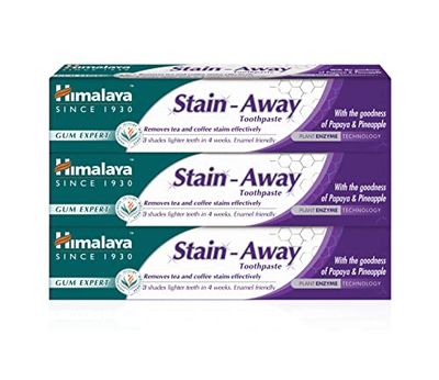 Himalaya Herbals Enamel Friendly Stain-Away Toothpaste | Protects Enamel, Removes Tea,coffee stains and plague | Fights Germs, Multi-Action Toothpaste - 75ml (Pack of 3)