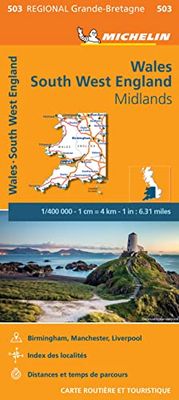 Pays de Galles, Angleterre Sud-Ouest, Midlands 11503: Wegenkaart Schaal 1 : 400.000
