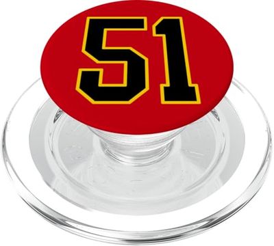 Número 51 en estilo deportivo universitario negro y amarillo PopSockets PopGrip para MagSafe