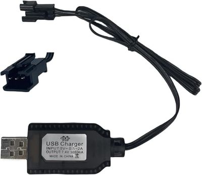 YUNIQUE GREEN-CLEAN-POWER - Ładowarka USB do Baterii LiPo 7,4V 2S | Złącze SM-3P | Bezpieczne i Wszechstronne Ładowanie | Lekkie i Przenośne | Kompatybilne z Samochodem/Drone/Łodzią RC, Czarny