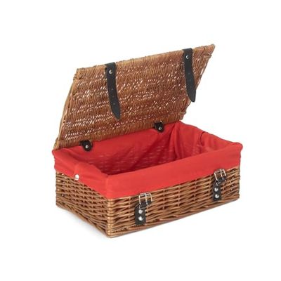 Red Hamper EH169R Red Double Steamed Red Lining 35cm Empty Wicker Hamper Basket