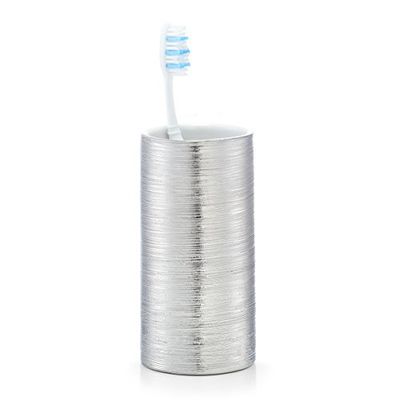 Zeller 'Vaso Portacepillos Brushed, Loza, Plata