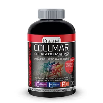 DRASANVI COLLMAR COMPRIMIDOS MASTICABLES - COLÁGENO Marino Hidrolizado + Magnesio + Ácido hialurónico - Sabor CEREZA - 180 comprimidos