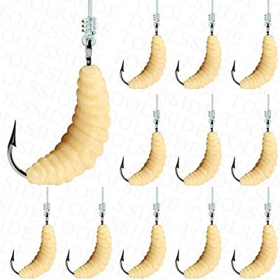 TOOLSSIDE 1 docena de cebos de pesca de gusanos de goma 10 (12 piezas) plantillas de crappie, gusanos de pesca, gusanos de pesca a granel para trucha, crappie, pez sartén, arándano, juego de señuelos
