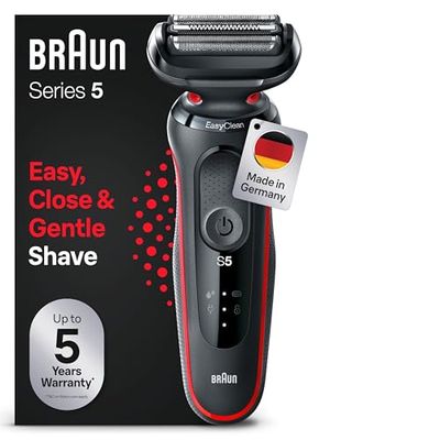 Braun Series 5 rasoio elettrico EasyClean Uomo, Wet & Dry, regalo uomo, made in Germany, 51-R1000s, rosso
