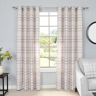 Sleepdown Rideaux à œillets à Isolation Thermique pour Chambre à Coucher et Salon - 167 x 228 cm - Naturel - 2 Panneaux