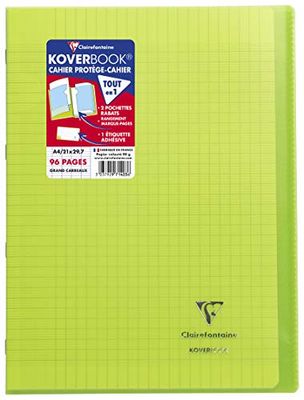 Clairefontaine 9714403C Koverbook Geniet schrift - A4 21x29,7 cm - 48 blad geruit Séyès - Wit papier 90g - Polypro omslag - Groen