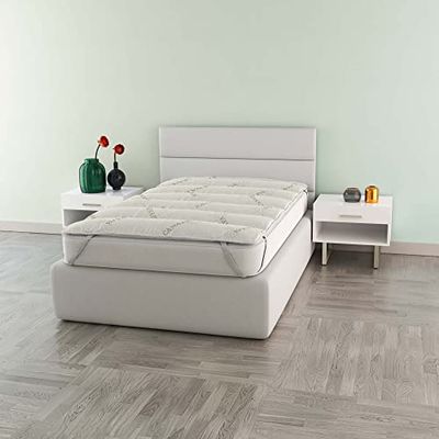 Topper gewatteerd met elastieken, hennep, Frans bed, 120 x 195 cm