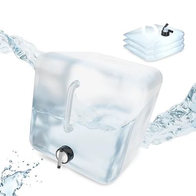 Relaxdays opvouwbare jerrycan set van 4, 20 l, watercontainer met kraantje, BPA-vrij, smaakloos, transparant/zwart