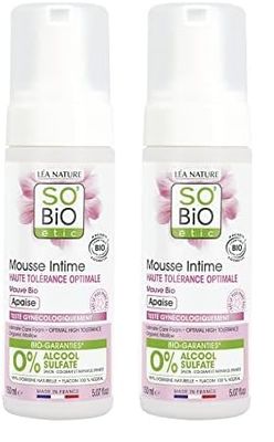 So'Bio étic - Mousse intime, haute tolérance optimale, mauve bio, apaise, Multicolor, 150 ml (Lot de 2)