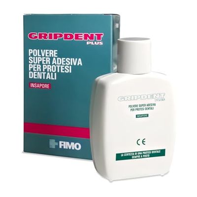 Gripdent Plus - Polvo Súper Adhesivo para Dentaduras y Prótesis Dentales - No Causa Irritaciones, Fijación Muy Sencilla