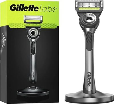 Gillette Labs - Maquinilla de afeitar para hombre + 1 repuesto de cuchilla de afeitar, con barra exfoliante, incluye soporte magnético de primera calidad
