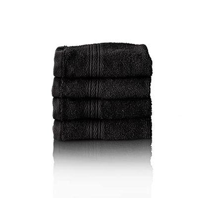 Glart Premium frottéhandduk set, frottéserie i 6 färger och 5 storlekar, färg: svart, 4 x gästhanddukar 30 x 50 cm