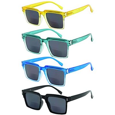 Eyekeeper 4-Pack Bifocal Reading Glasses for Women - Ladies Stylish Bifocal Readers Sunnies +1.50