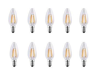 Electraline 92280 lampadine a candela LED filamento basso consumo 4W=40W luce calda attacco piccolo E14, 10 pezzi