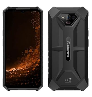 HAMMER IRON V ohne Vertrag robust, wasserdicht, Dual-SIM, leistungsstarker 6320-mAh-Akku, Android 13, 64GB 50-Mpx-Kamera mit Nachtsicht-Sensor Schwarz