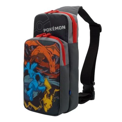 HORI Nintendo Switch Adventure Bag (Pikachu, Charizard och Lucario) för Nintendo Switch och Nintendo Switch OLED - officiell Nintendo och Pokémon-licens, Charizard, Lucario och Pikachu,