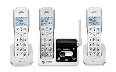 Geemarc Amplidect 595 U.L.E Trio - Pack de 3 Téléphones Fixes sans Fil avec Fonction SOS et Grosses Touches pour Séniors - Perte Auditive Moyenne ou Sévère - Version FR