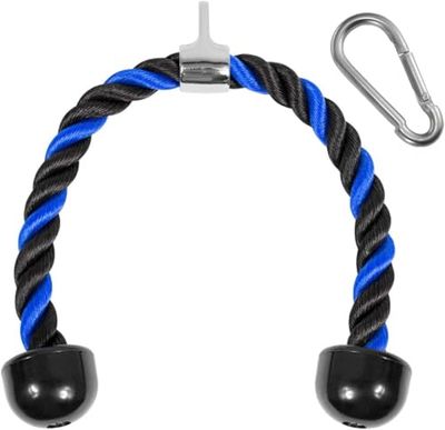 Yes4All Jxlx Yes4All Deluxe - Cuerda de tríceps extraíble de 27 y 36 pulgadas, longitud de cuerda fácil de agarrar, cable antideslizante, 27 pulgadas, azul y negro, goma Reino Unido