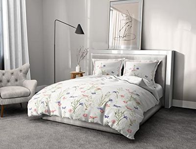 Home Linge Passion, Housse de Couette - 3 Pièces, 100% Coton - 57 Fils, 2 Personnes - 240x260 cm, Mademoiselle Rose Crème