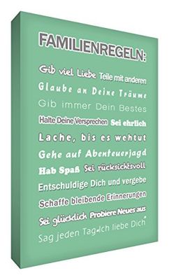 Little Helper FR2436-18G Feel Good Art - Quadro da parete, in tela con scritta in lingua tedesca Familiz, 91 x 60 cm, colore: Verde chiaro