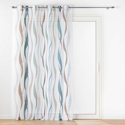 Douceur d'Intérieur Interior Softness, Net Curtain with Eyelets (140 x 240 cm) Plain Printed Sand Veil