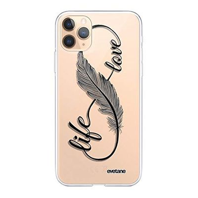 Evetane Beschermhoes voor iPhone 11 Pro, zacht, siliconen, robuust, ultradun, transparant, motief Love Life
