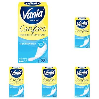 Vania Kotydia Protège-Slips, Confort, Normal, Parfum Fresh, 28 Unités (Lot de 5)