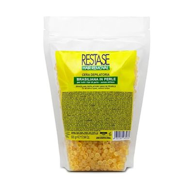 RESTASE | Cera Depilatoria Brasiliana in Perle 500 gr, Adatta a Tutti i Tipi di Pelle per una Depilazione Delicata e Efficace
