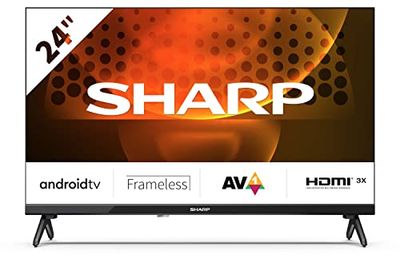 SHARP 24FH6EA 24" LED Smart TV, frameless, HD Ready Android 11, DVB-T2/S2, Wi-Fi, 3xHDMI 2.1, 2xUSB, Chromecast integrato, Dolby Digital Plus, DolbyAC-4, Nero