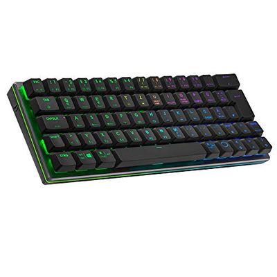 Cooler Master SK622 Wireless Gaming Keyboard in Compact 60% Layout Flat Mechanical Switches RGB Lighting Bluetooth and Cable Connection Apple/PC/Smartphone Compatible - Negro