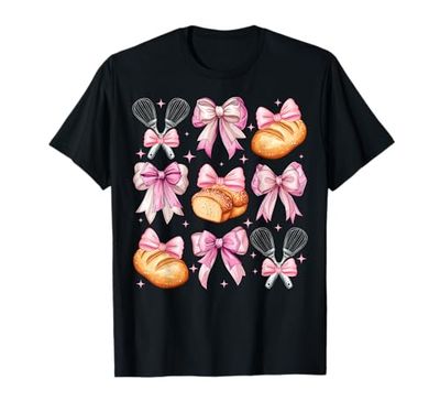 Coquette Bow Pane Cottura Pane Baker Ragazza Mamma Rosa Maglietta