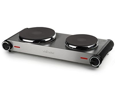 Tristar KP-6248 Doppia Piastra Elettrica, Corpo in Acciaio Inox con 2 Bruciatori