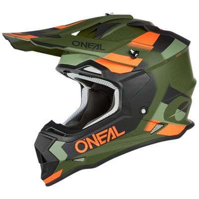 O'NEAL | Motocrosshjälm | MX Enduro | ABS-skal, ventilationsöppningar för optimal kylning | 2SRS hjälm SPYDE V.23 | vuxna | grön svart orange | storlek XXL (63/64 cm)