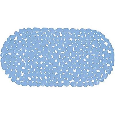 MSV Alfombra para Bañera con Base Antideslizante, PVC, Azul, 44x20x20 cm