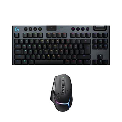 Logitech Mouse gaming wireless G502 X LIGHTSPEED + tastiera gaming meccanica RGB wireless G915 TKL senza tastierino numerico LIGHTSPEED, LIGHTFORCE, HERO 25K, PC/Windows/macOS - Nero