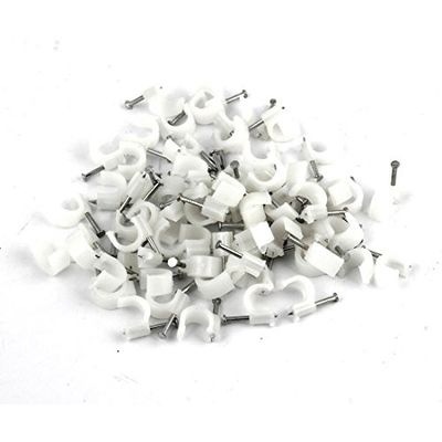70 PCs 8mm Dia Elektrische Kabel Draad Plastic Cirkel Spijkers Wit