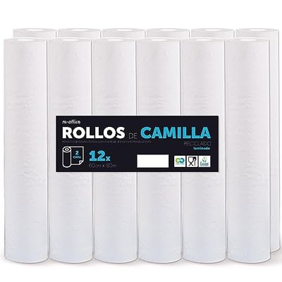 Rotolo per lettino, Rotolo di carta per lettino per procedure mediche, massaggi, trattamenti estetici e termali, Carta per lettino estetico e da massaggio (laminato riciclato 60 cm x 80 m, 12 unità)