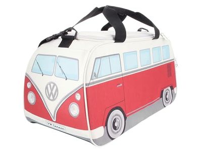 BRISA VW Collection - Volkswagen Hippie Bus T1 Van Borsone per Palestra Vintage con manici e tracolla, Sacca da viaggio con scomparto impermeabile per scarpe, Borsa sportiva, Duffel bag (S/Rosso)