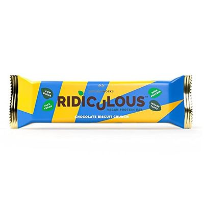 Protein Works - Ridiculous Vegan Protein Bar | Award Winning | 100% Plant Based & Palm Oil Free | High Protein | Chocolate Biscuit Crunch | 1 Bar